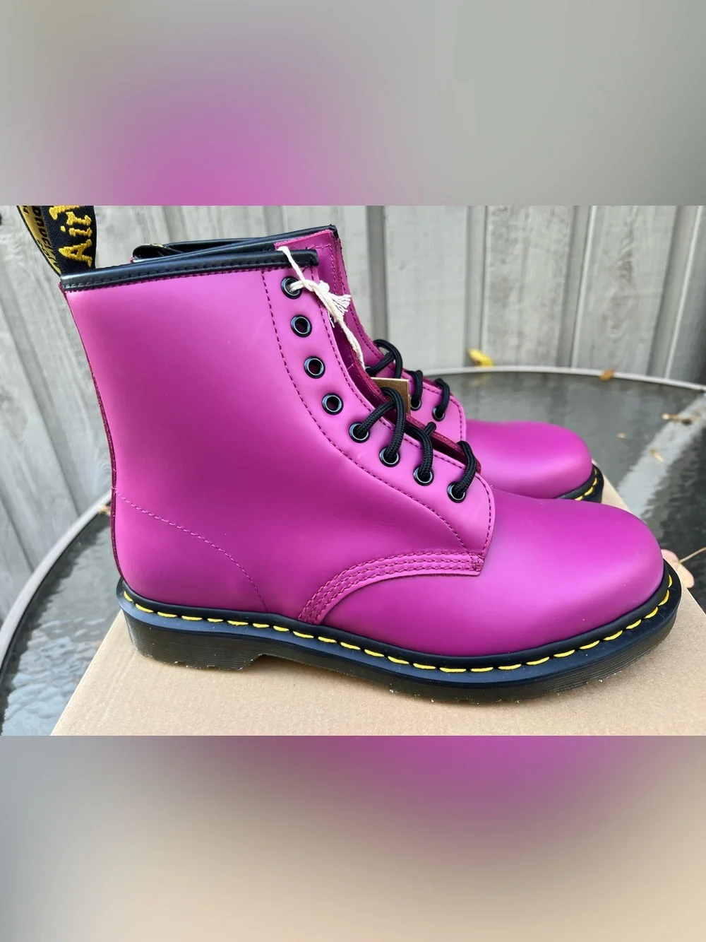 Dr. Martens Fuschia Leather 1460 8-Eye Lace-Up Boots